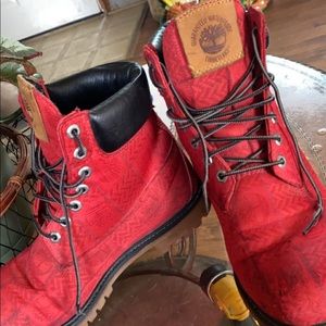 Red/Wheat/Black Patched Timberlands